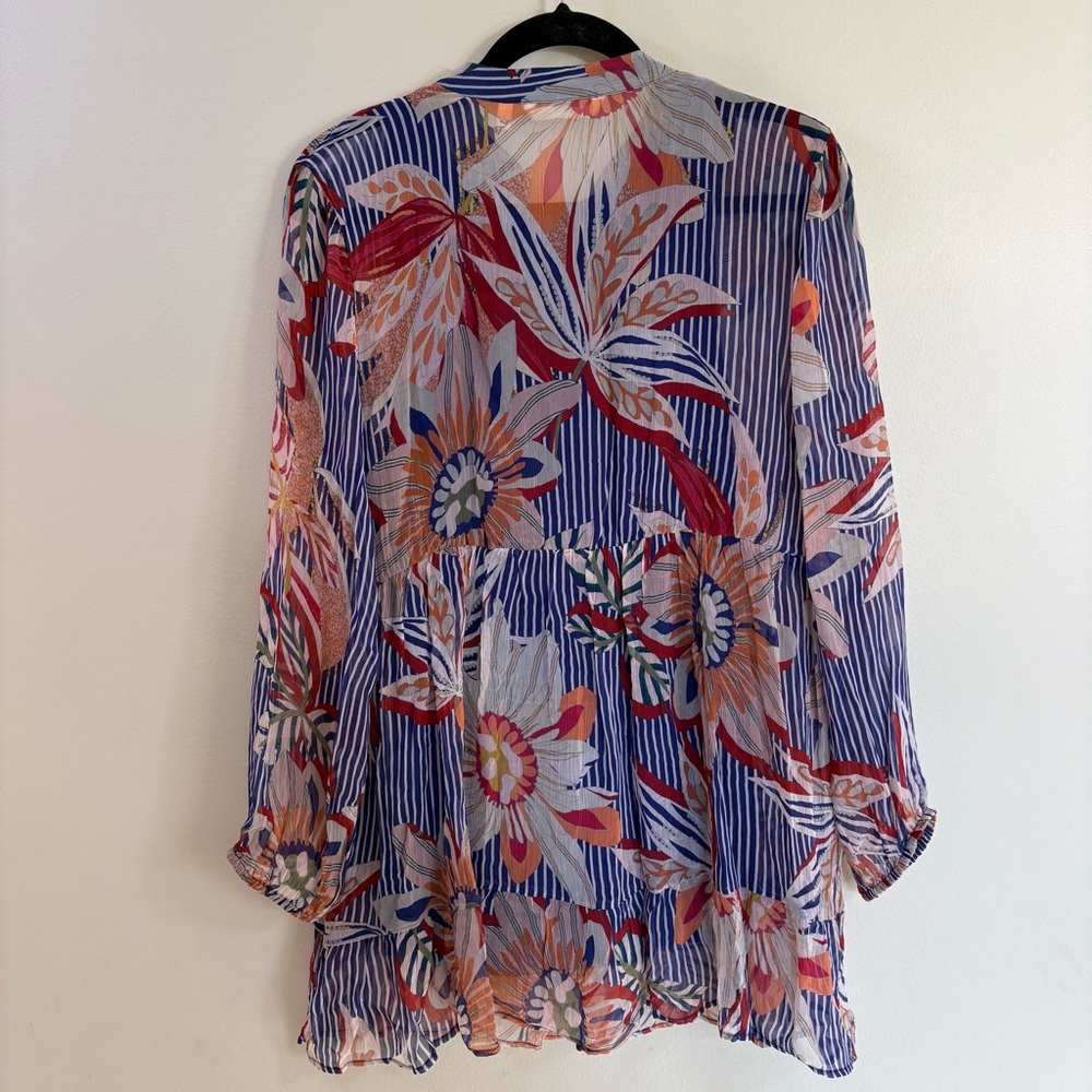 Soft Surroundings Floral Embroidered Resort Beachy Boho Flowy Blouse Top Medium - Picture 11 of 14